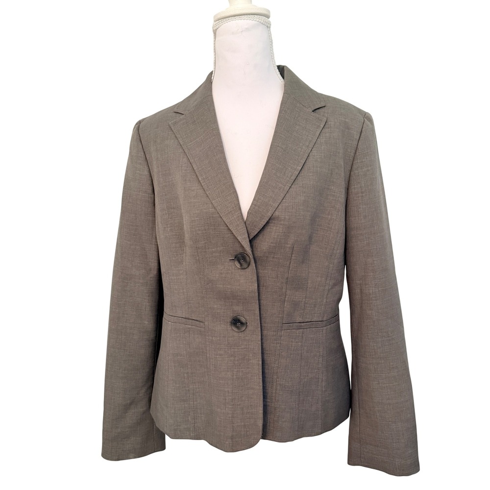 Gloria Vanderbilt‎ Blazer Women 10 Grey Two-Button Professional Tailored Jacket